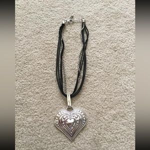 Necklace Heart, Cord Black heart locket necklace statement